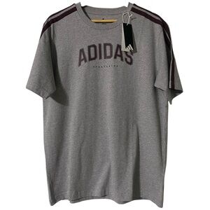 Adidas College Gray Tee with Maroon Stripes